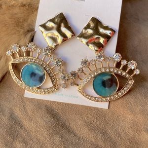 Large Rhinestone Eye Earrings